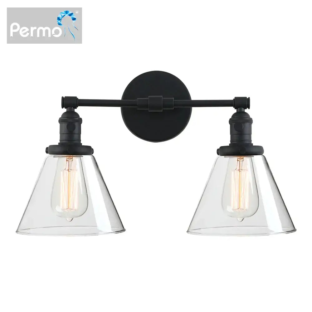 Black Double Cone Wall Sconce