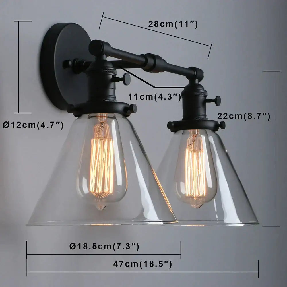 Black Double Cone Wall Sconce