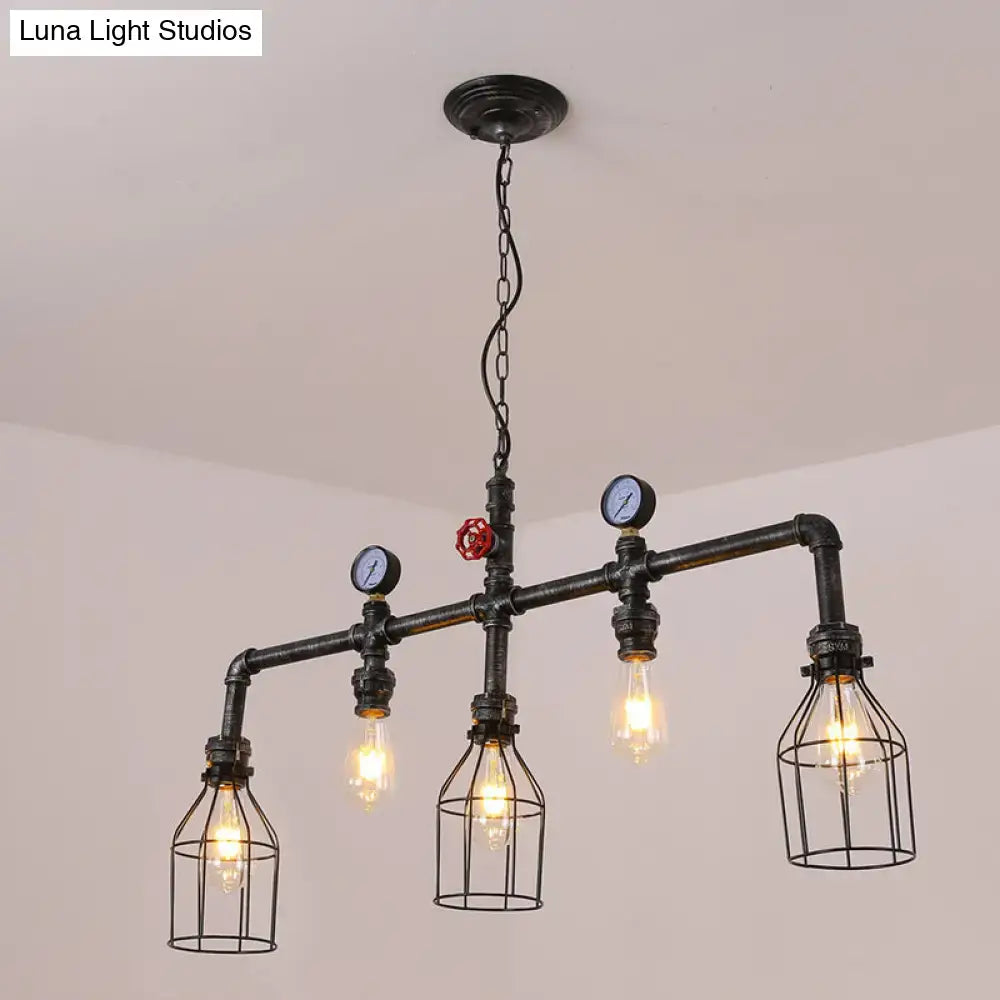 Black Pipe Chandelier