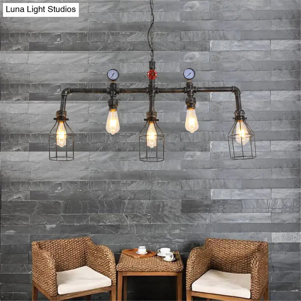 Black Pipe Chandelier