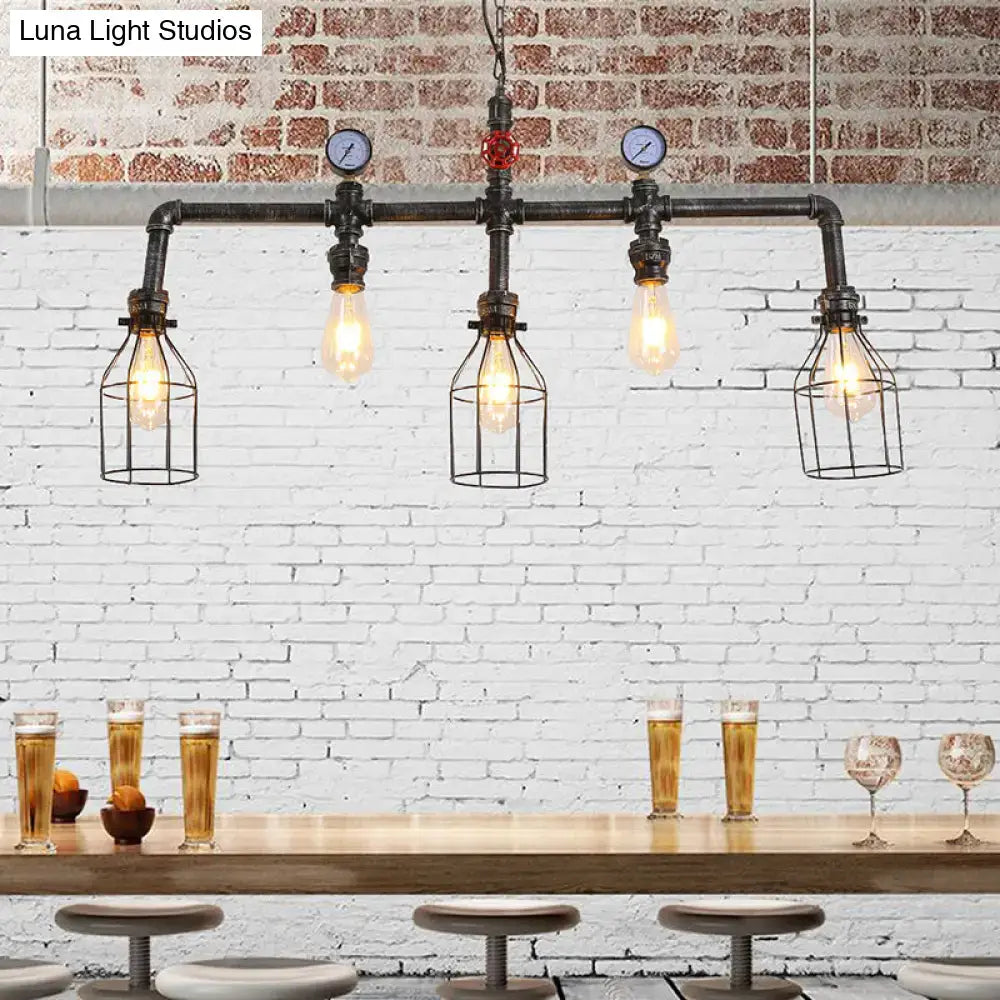 Black Pipe Chandelier