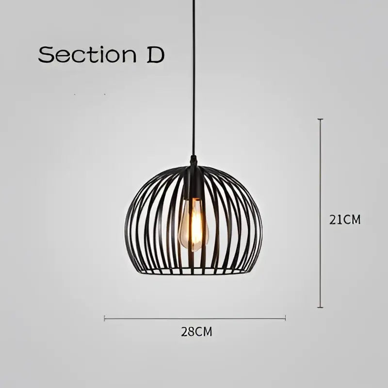 Black Cage Pendant Light for Dining Rooms