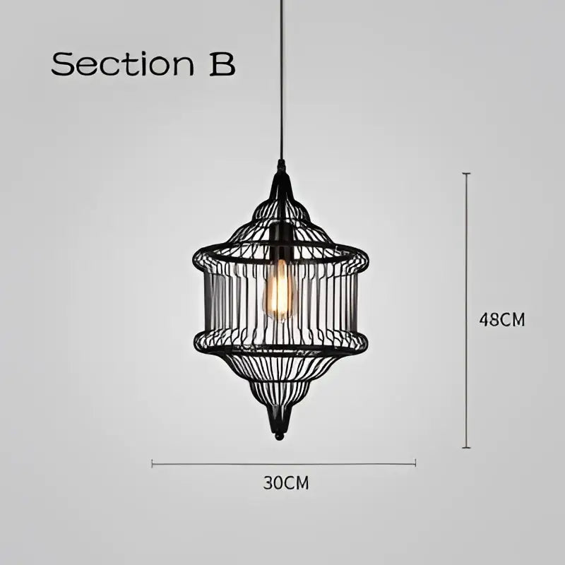 Black Cage Pendant Light for Dining Rooms