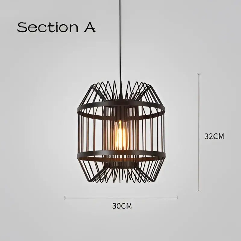 Black Cage Pendant Light for Dining Rooms