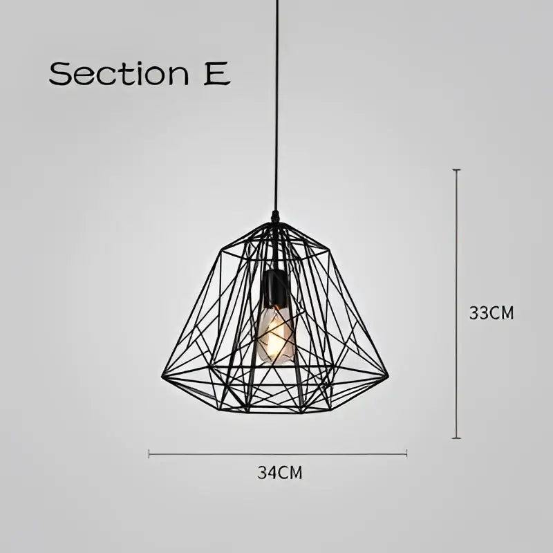 Black Cage Pendant Light for Dining Rooms