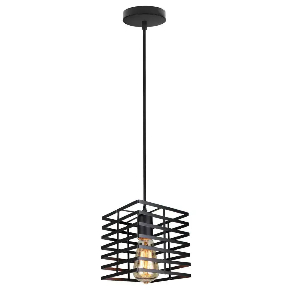 Black Geometric LED Pendant