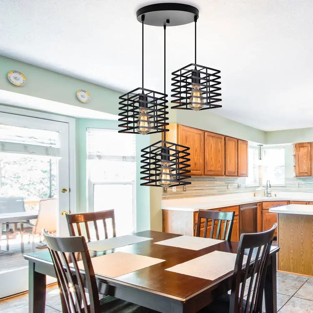 Black Geometric LED Pendant