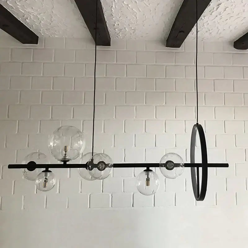 Black Glass Bubble Chandelier Industrial Style