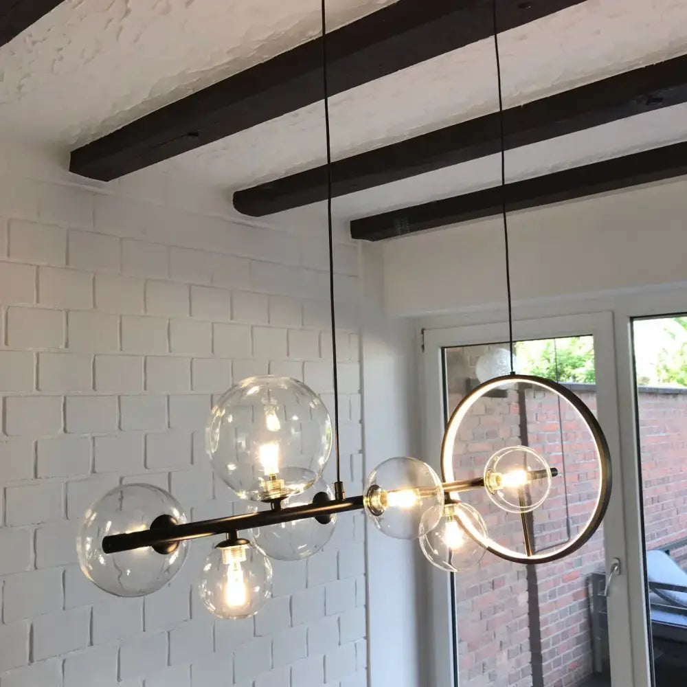 Black Glass Bubble Chandelier Industrial Style