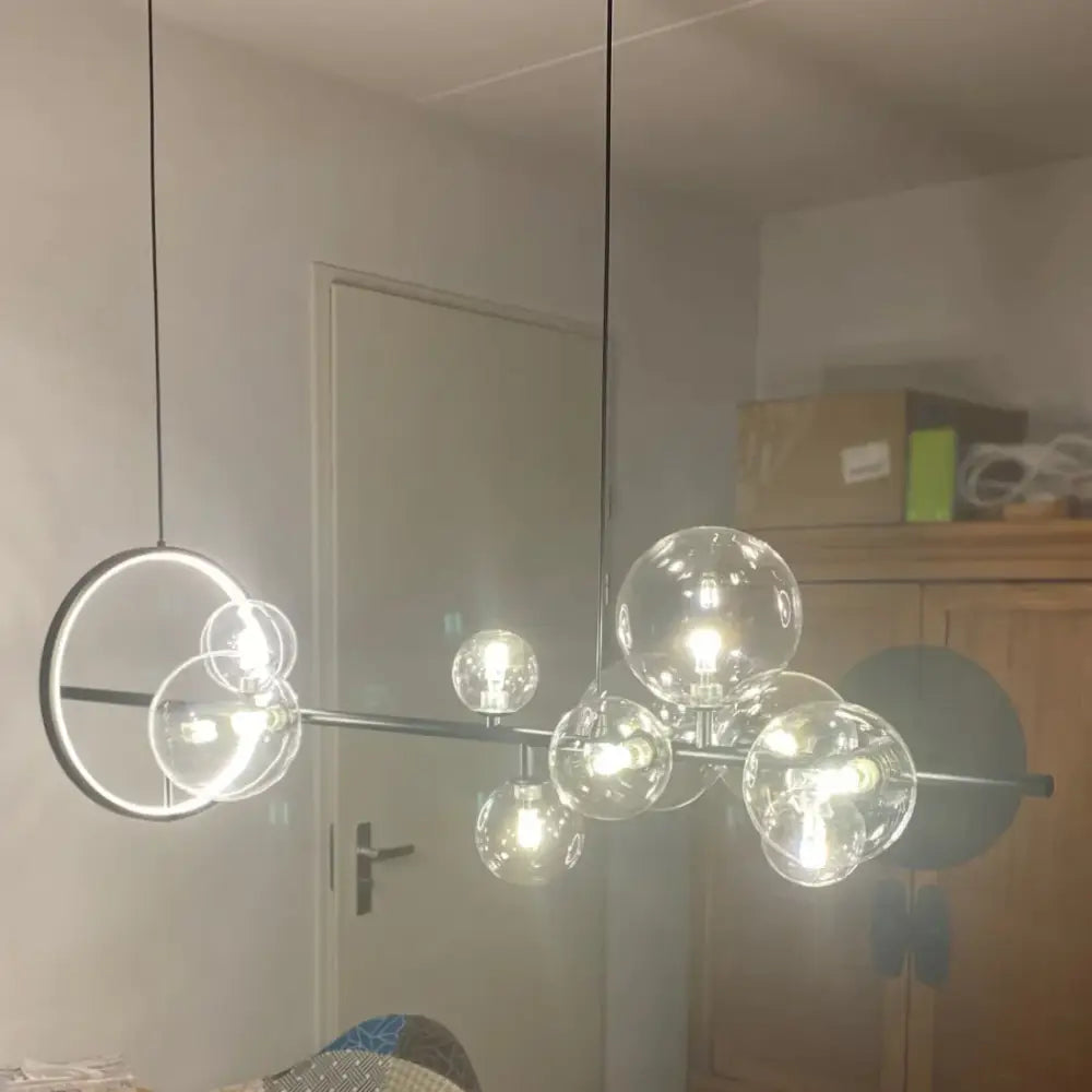 Black Glass Bubble Chandelier Industrial Style