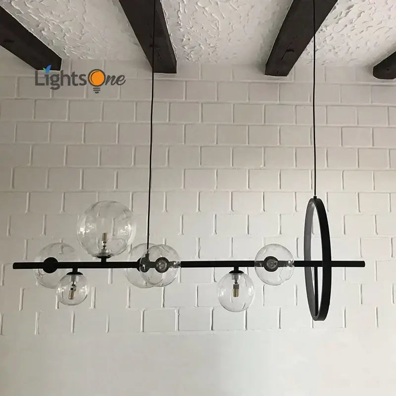 Black Glass Bubble Chandelier Industrial Style