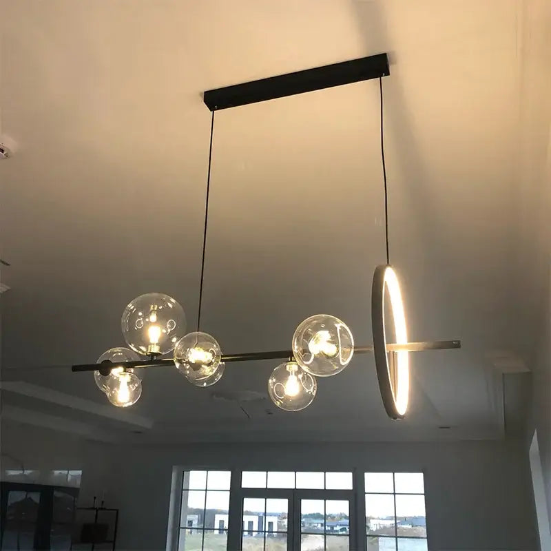 Black Glass Bubble Chandelier Industrial Style