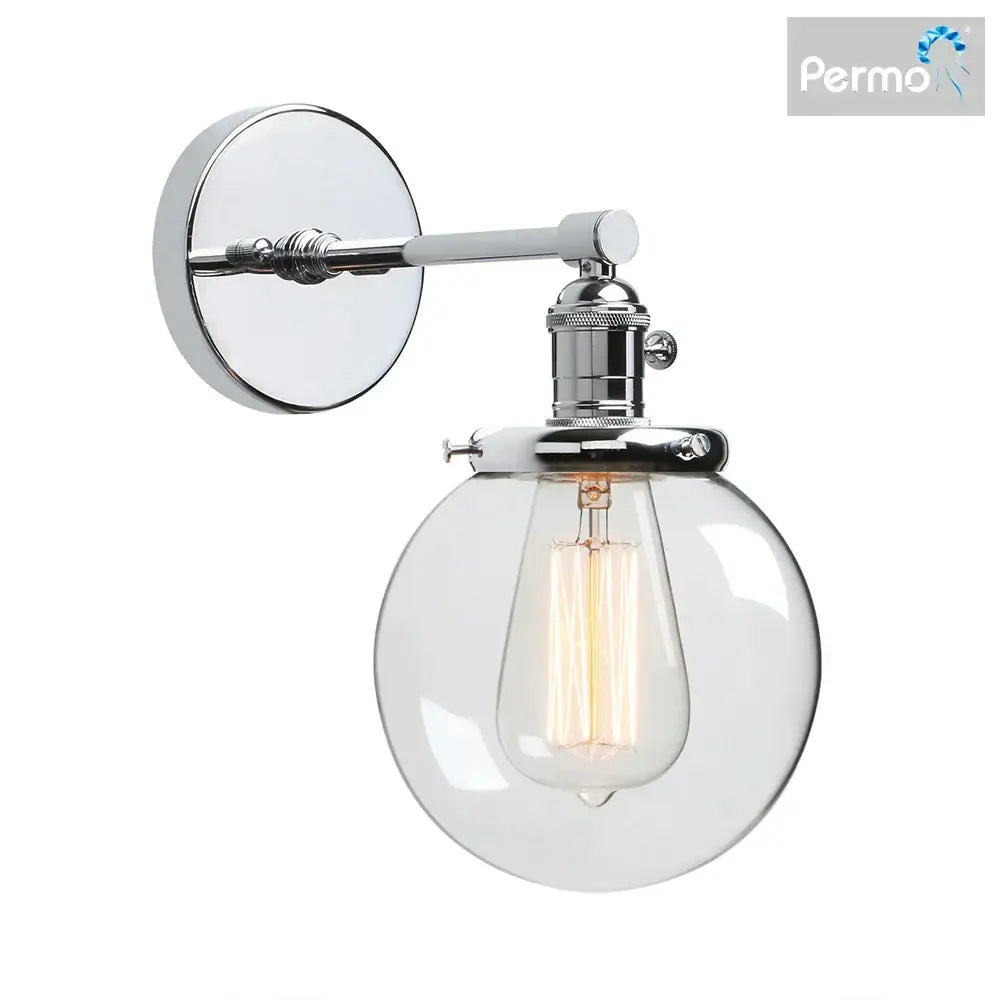 Black Glass Wall Sconce with Chrome Accent Canopy