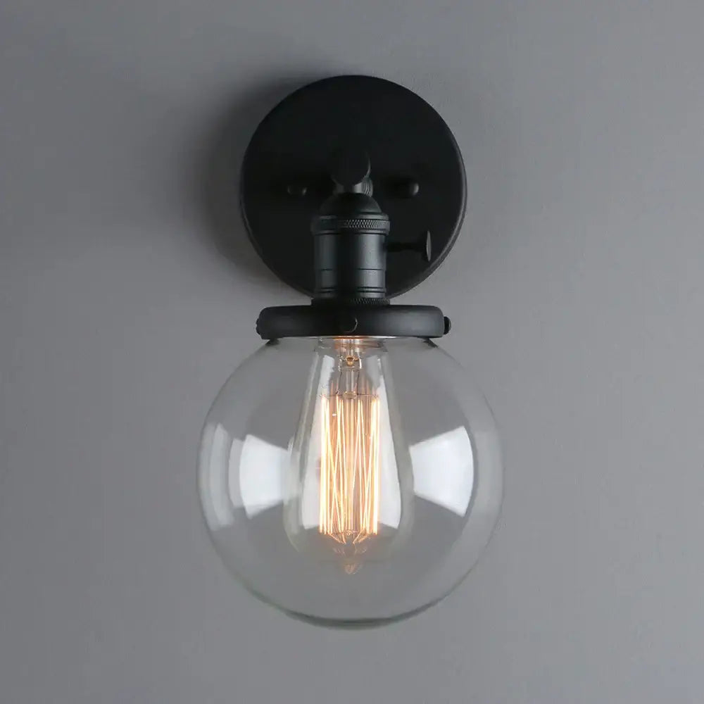 Black Glass Wall Sconce with Chrome Accent Canopy