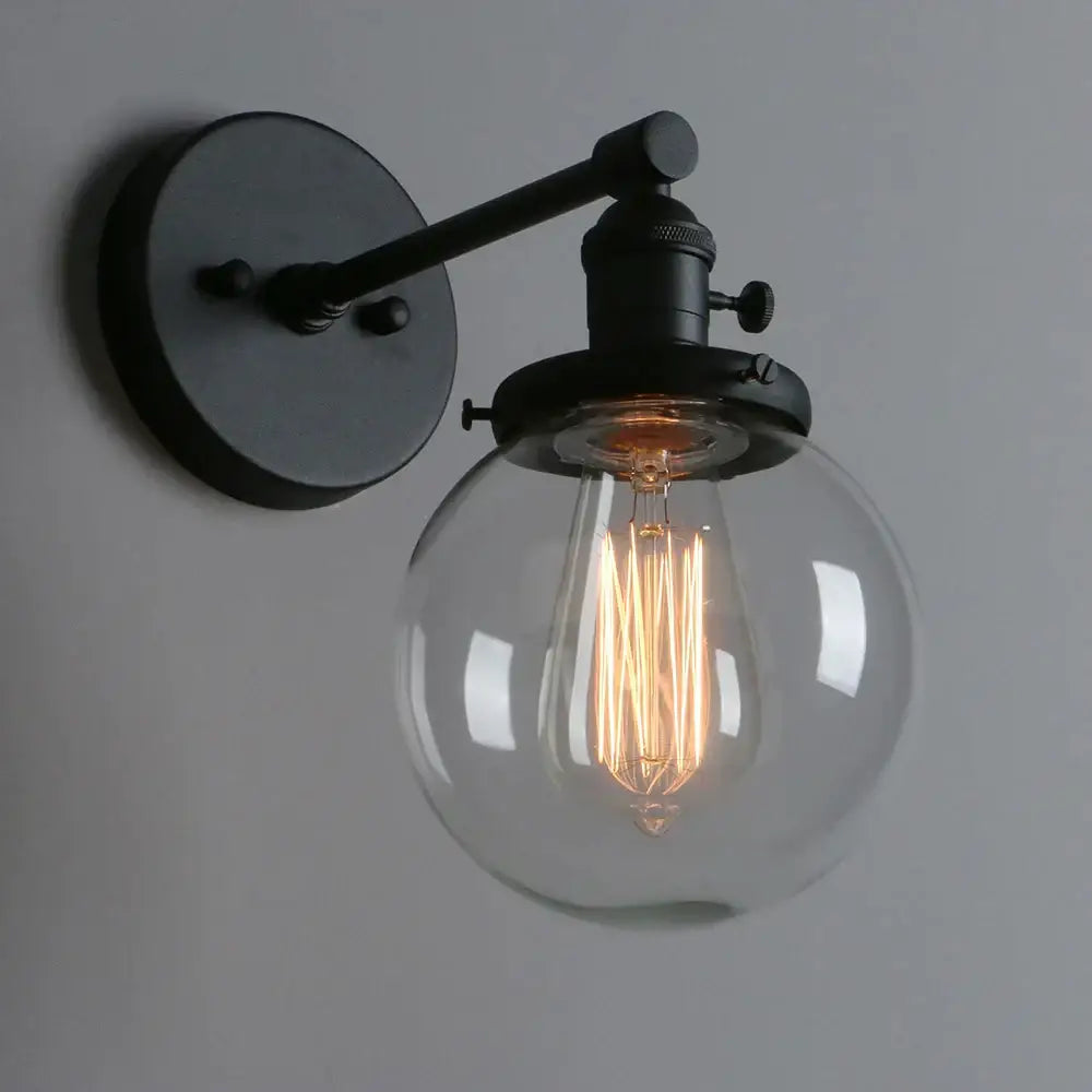 Black Glass Wall Sconce with Chrome Accent Canopy