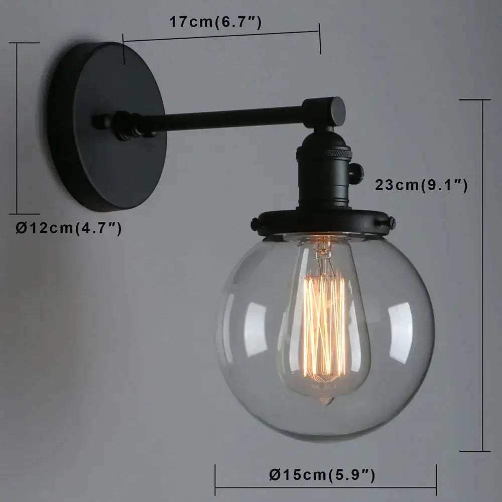 Black Glass Wall Sconce with Chrome Accent Canopy