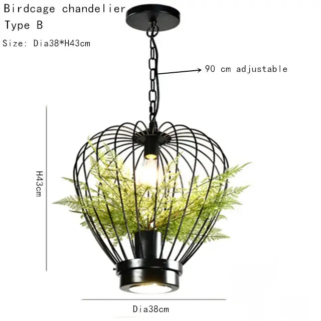 Black Green Birdcage Chandelier