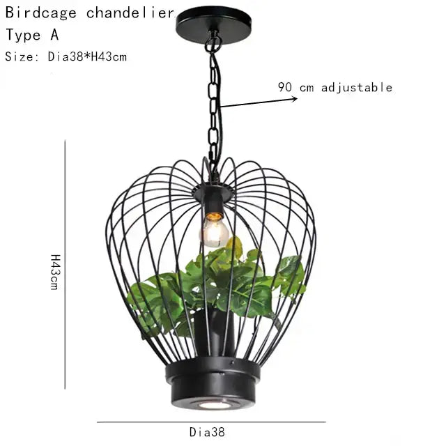 Black Green Birdcage Chandelier