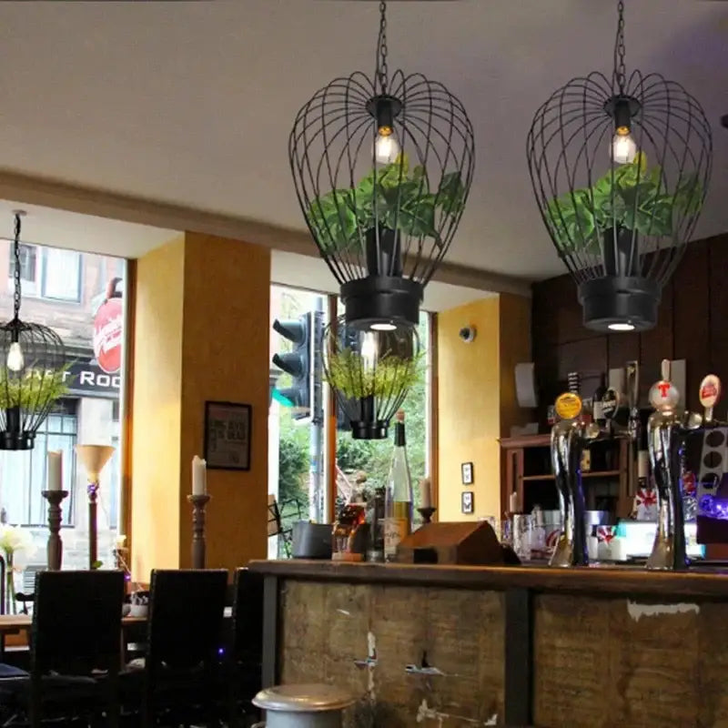 Black Green Birdcage Chandelier