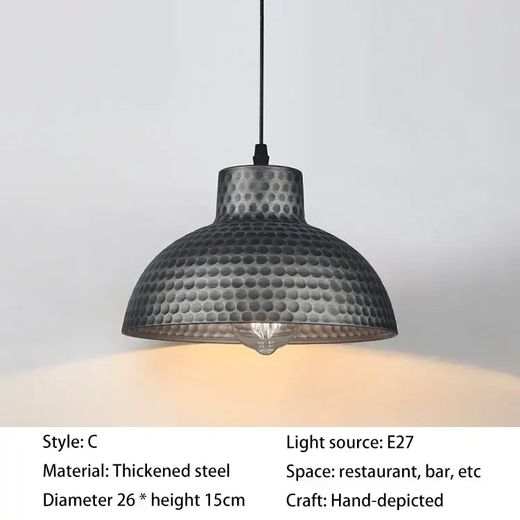 Black Hammered Metal Pendant