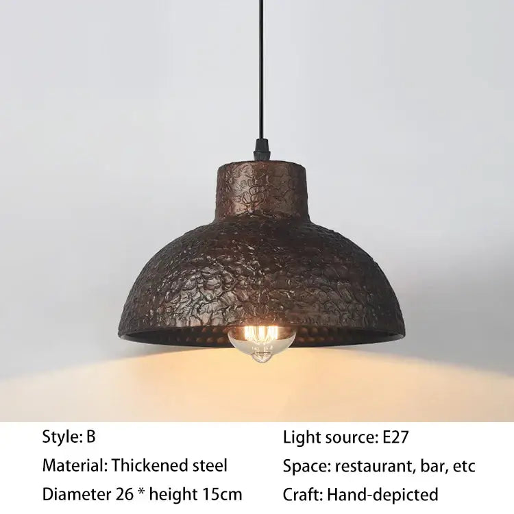 Black Hammered Metal Pendant
