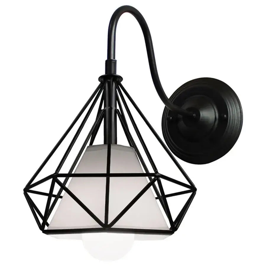 Black Iron Wall Sconce Cage Design with Edison Bulb