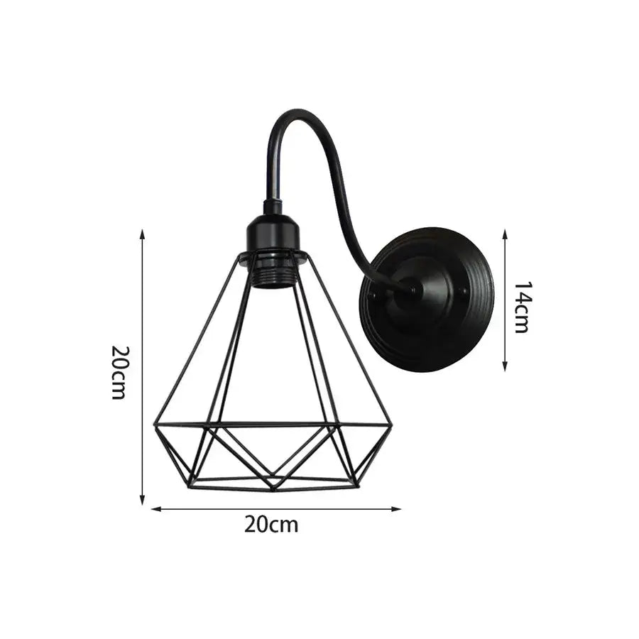 Black Iron Wall Sconce Cage Design with Edison Bulb