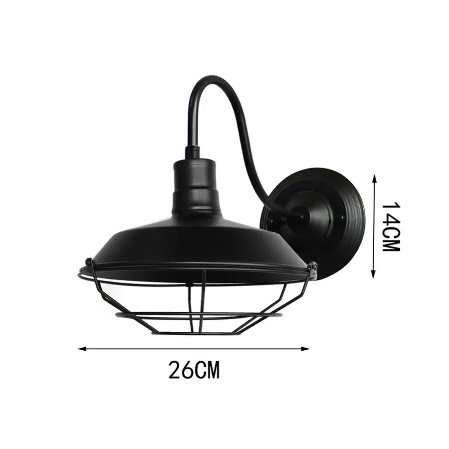 Black Iron Wall Sconce Cage Design with Edison Bulb