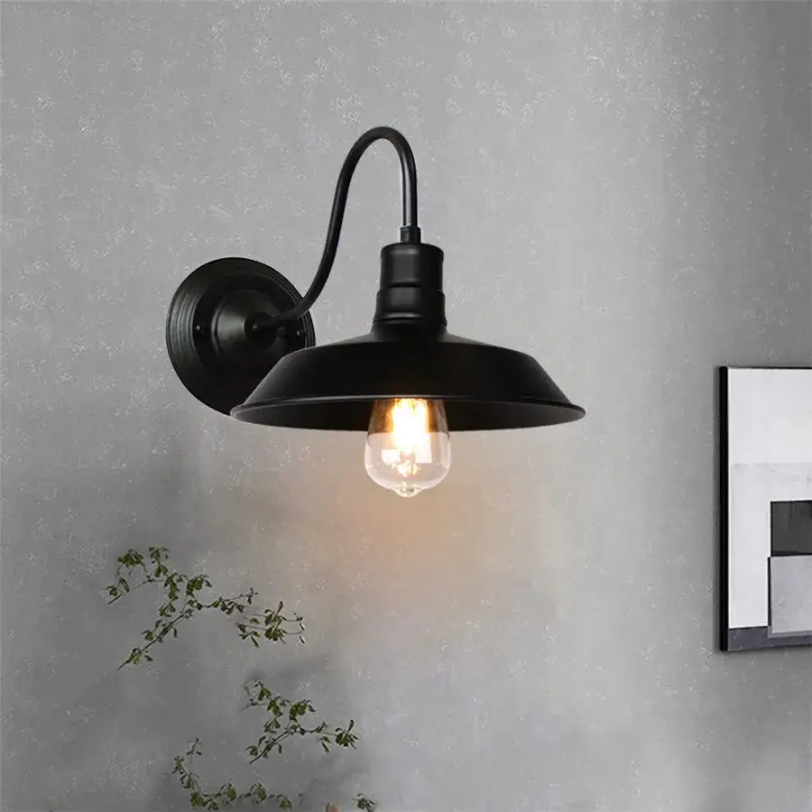 Black Iron Wall Sconce Cage Design with Edison Bulb