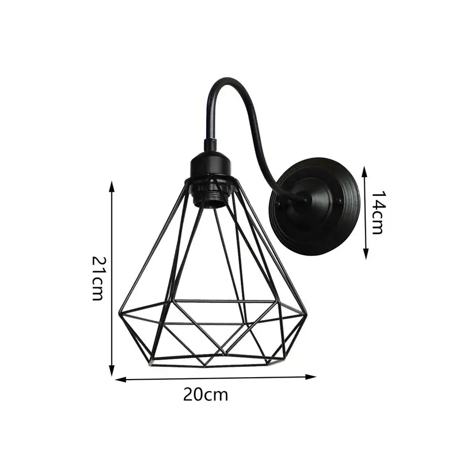 Black Iron Wall Sconce Cage Design with Edison Bulb