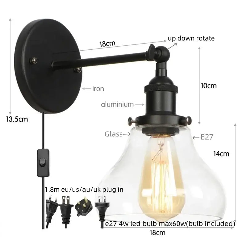 Black Iron LED Sconce
