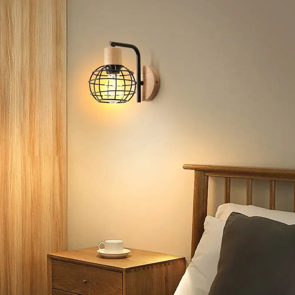 Iron Wood Cage Sconce