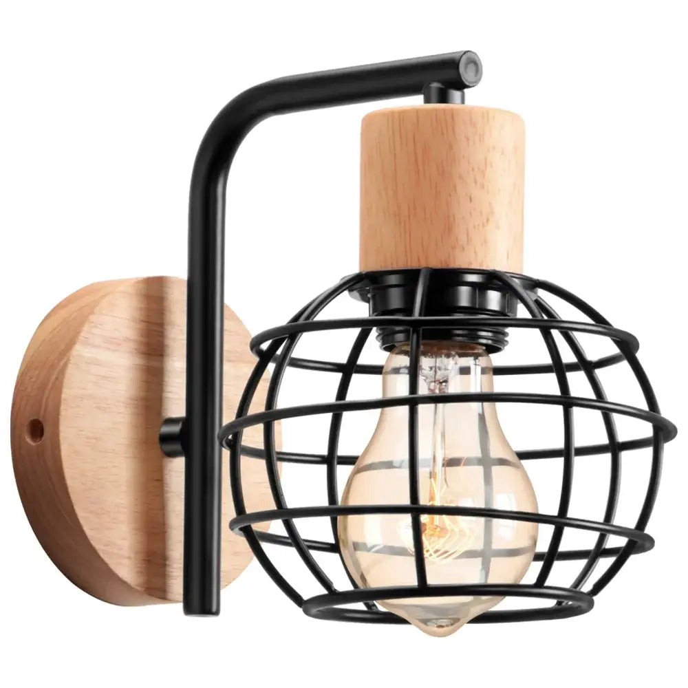 Iron Wood Cage Sconce