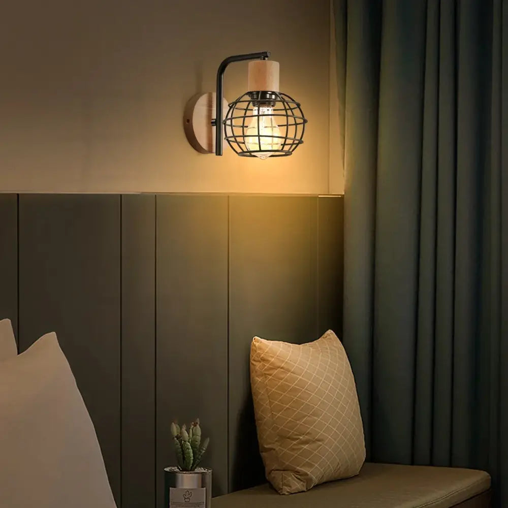 Iron Wood Cage Sconce
