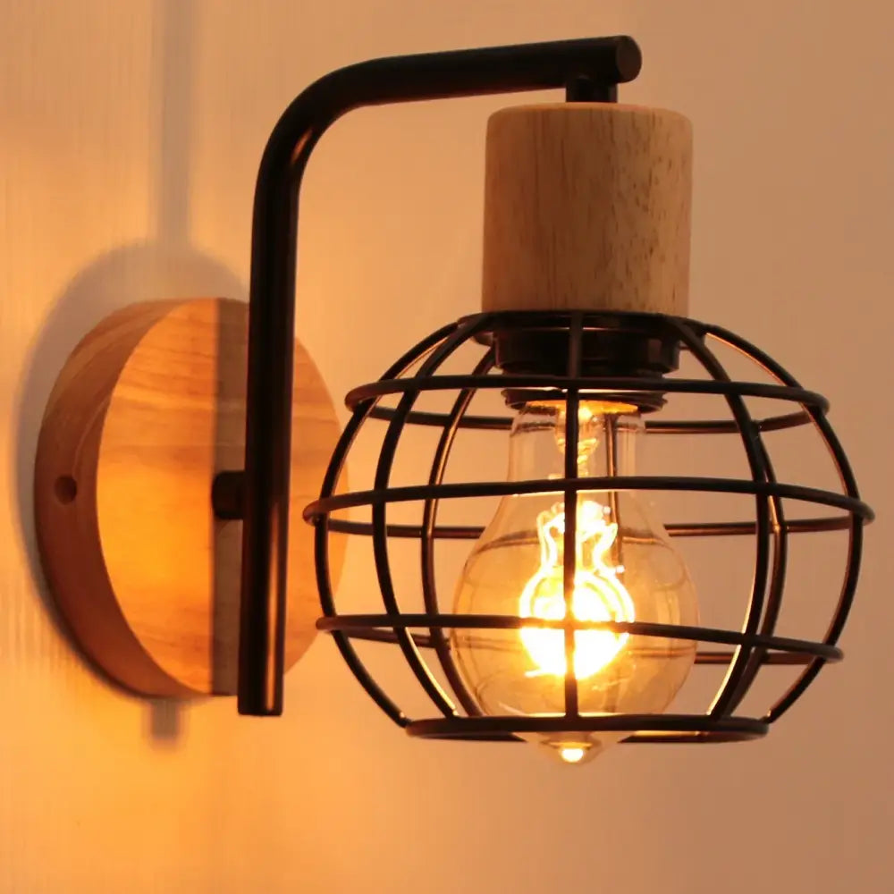 Iron Wood Cage Sconce