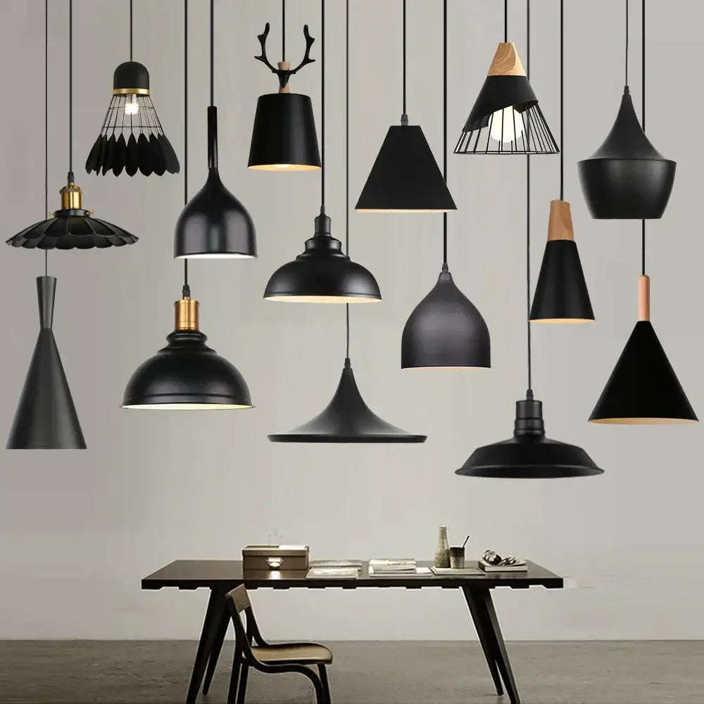 Black Aluminum Pendant Light for Kitchen Island