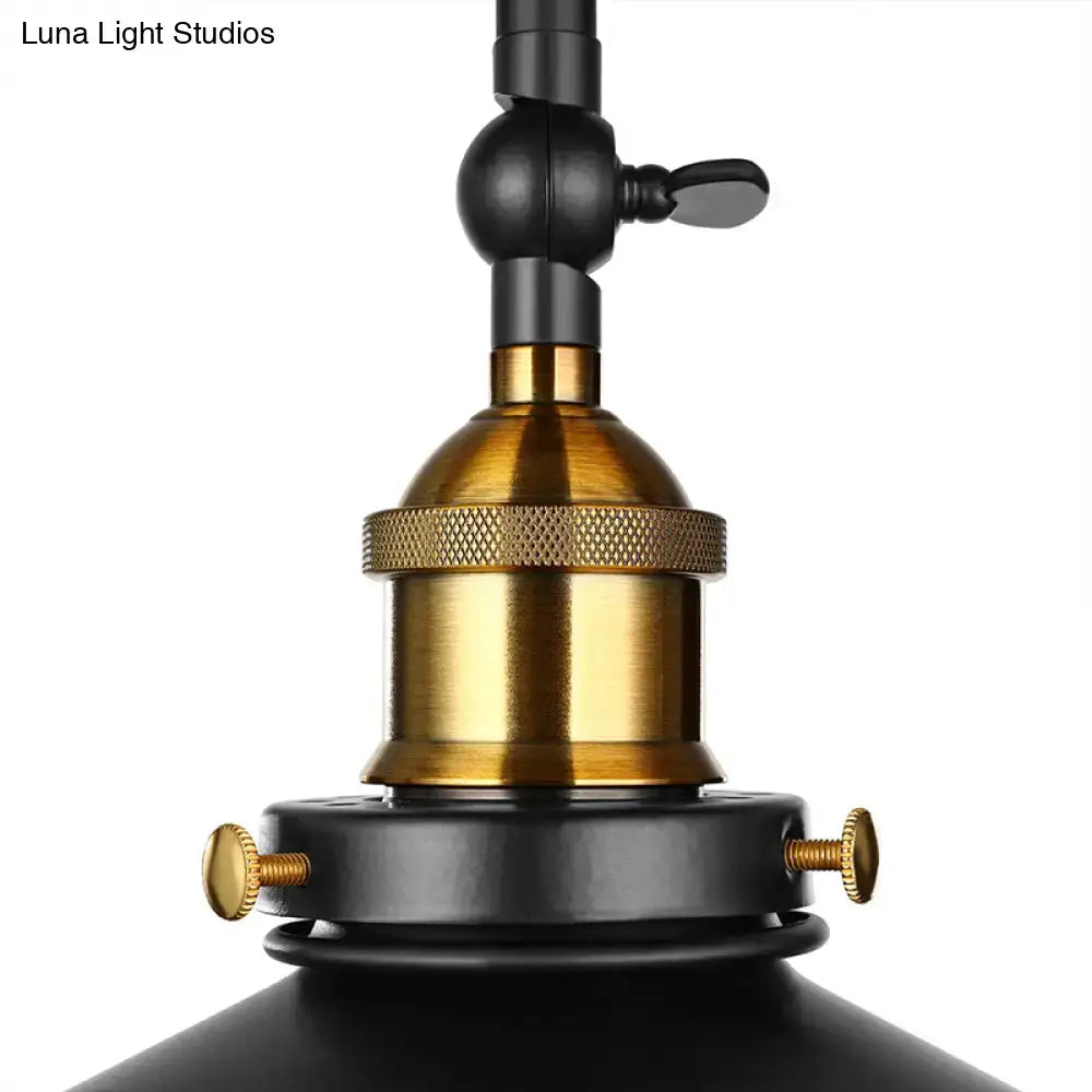 Black Brass Cone-Shaped Three-Light Ceiling Light