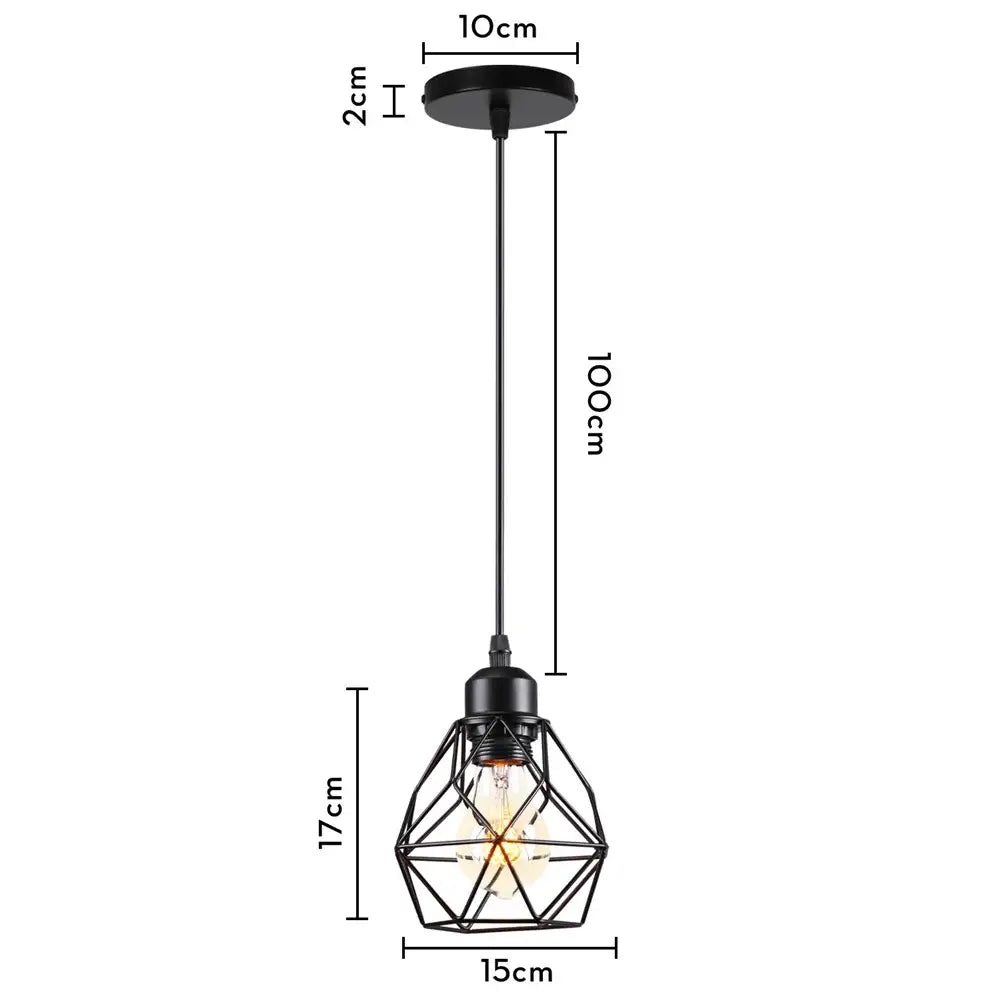 Black Metal Cage Pendant for Compact Dining Space