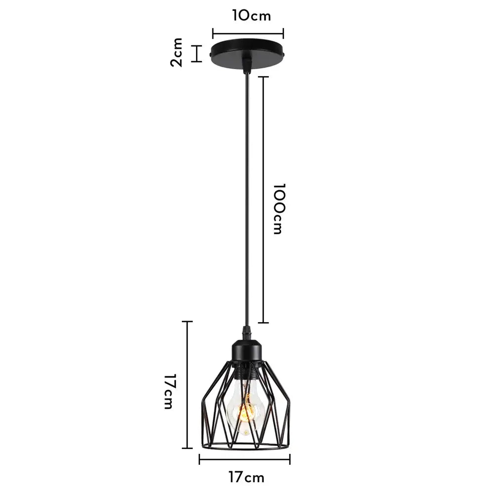 Black Metal Cage Pendant for Compact Dining Space