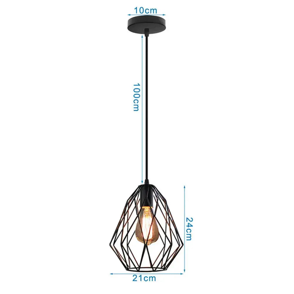 Black Metal Cage Pendant for Compact Dining Space