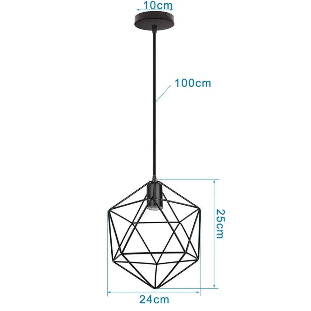 Black Metal Cage Pendant for Compact Dining Space