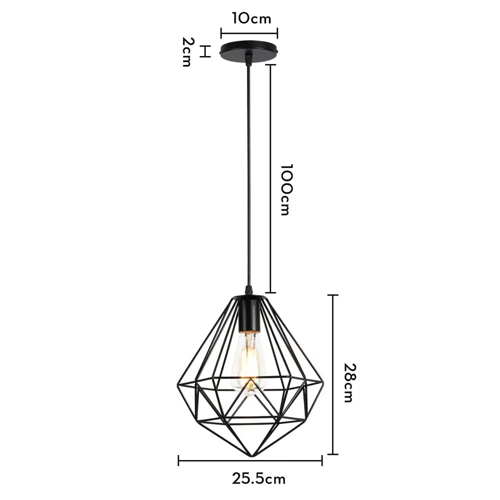 Black Metal Cage Pendant for Compact Dining Space