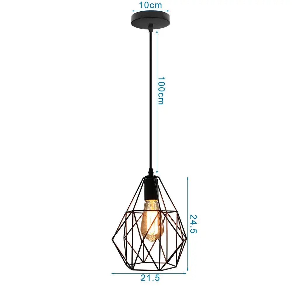 Black Metal Cage Pendant for Compact Dining Space
