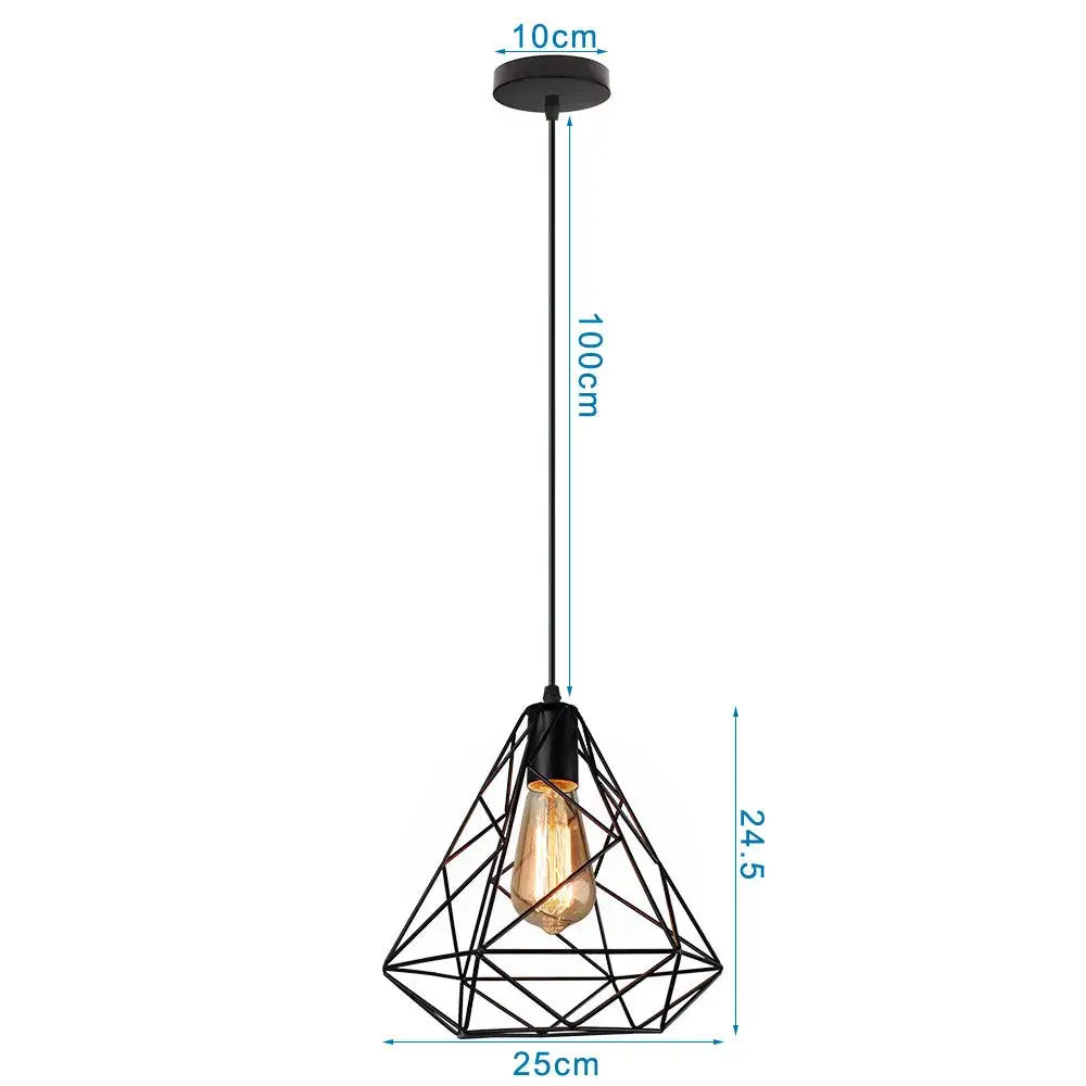 Black Metal Cage Pendant for Compact Dining Space