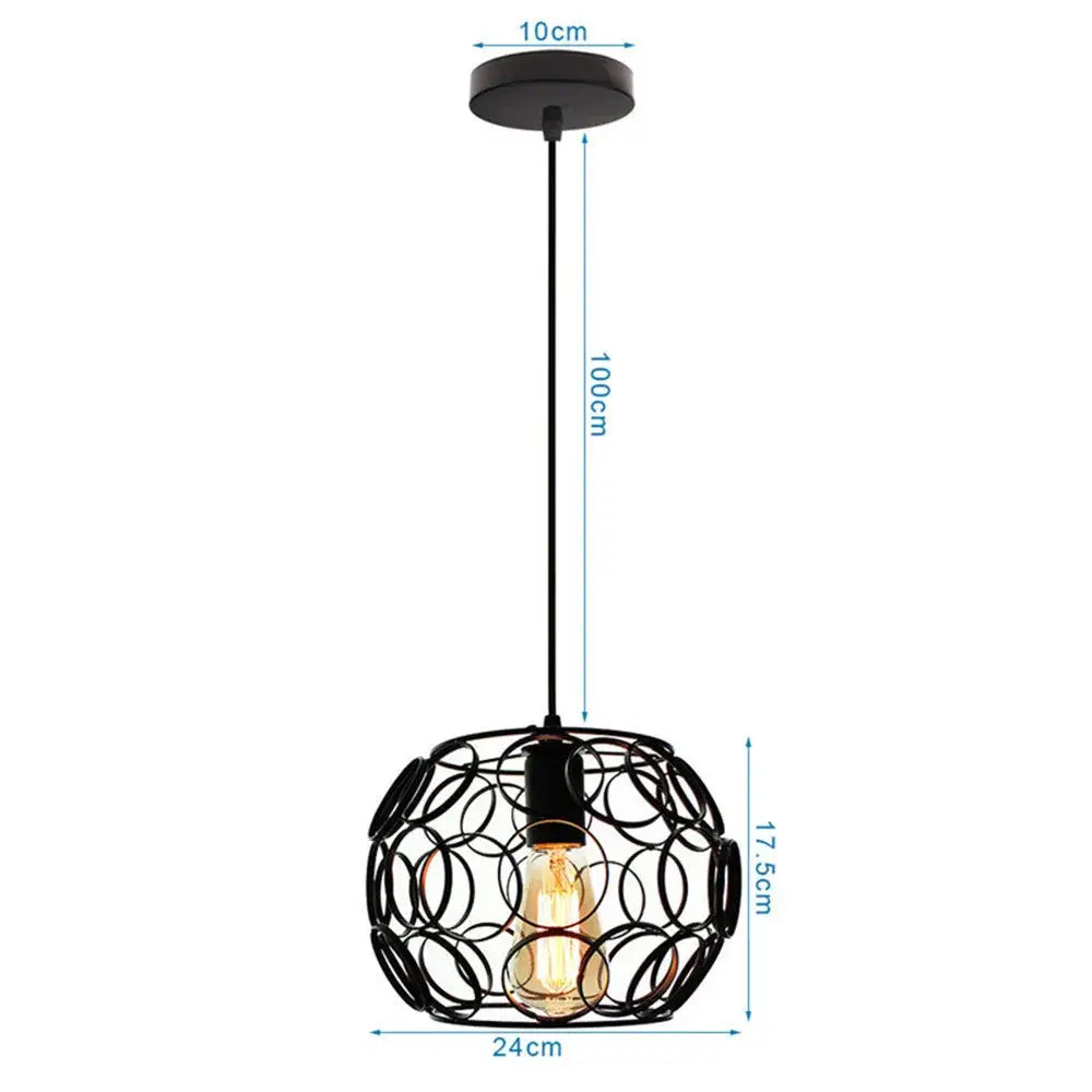 Black Metal Cage Pendant for Compact Dining Space