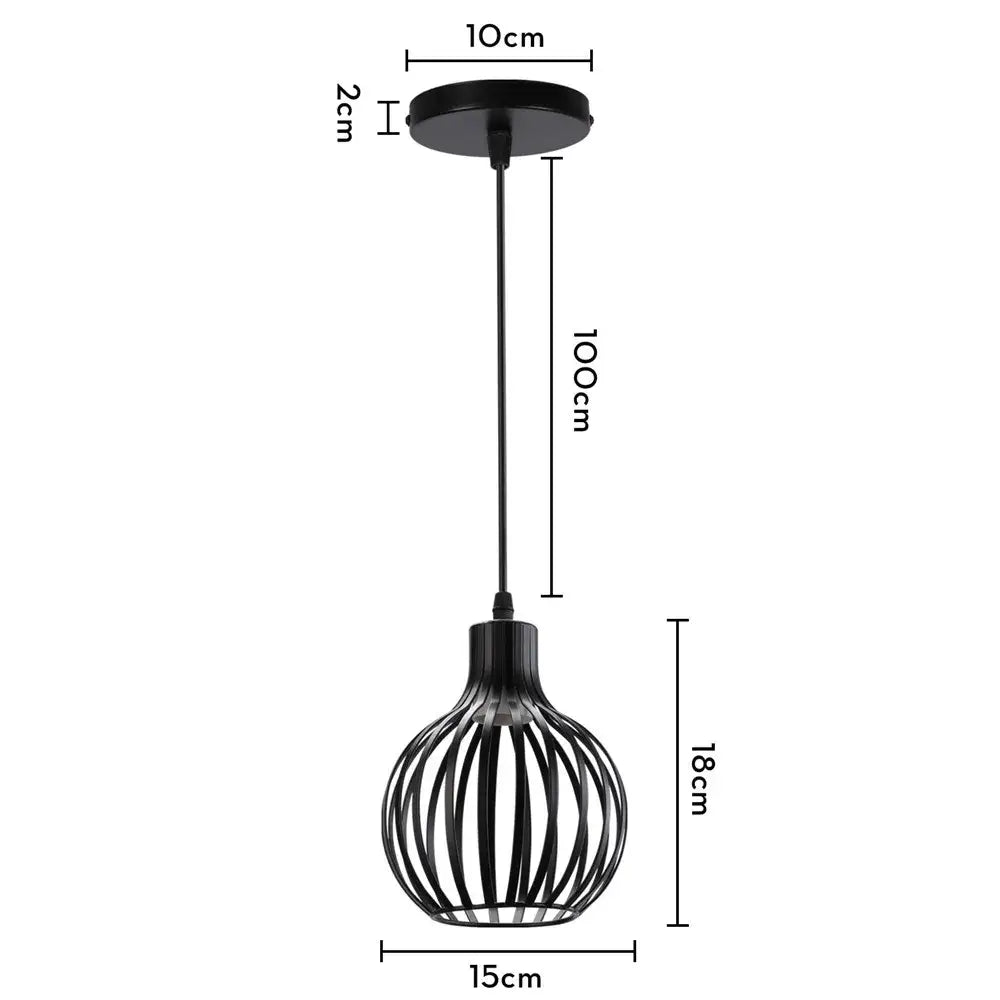Black Metal Cage Pendant for Compact Dining Space