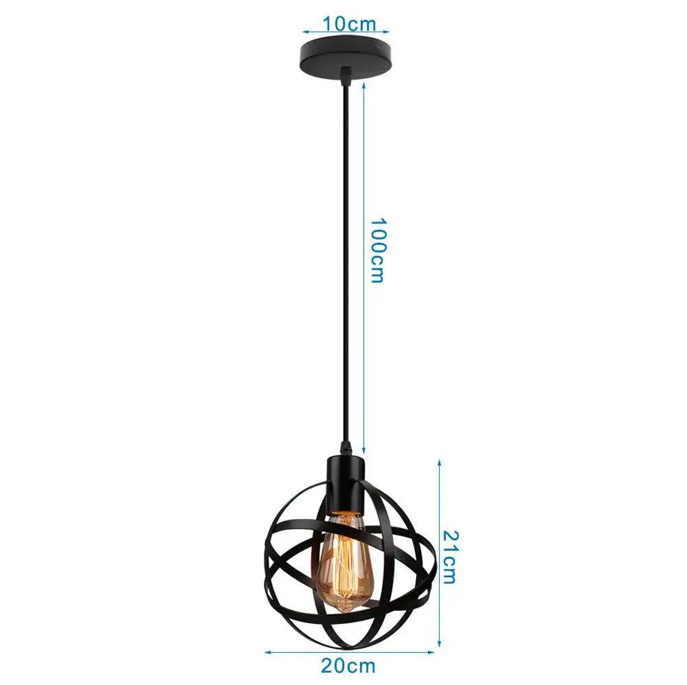 Black Metal Cage Pendant for Compact Dining Space