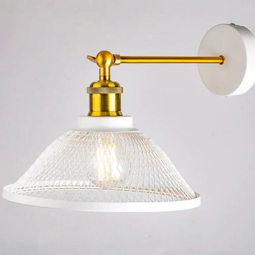 Black Cage Wall Sconce Brass Accent