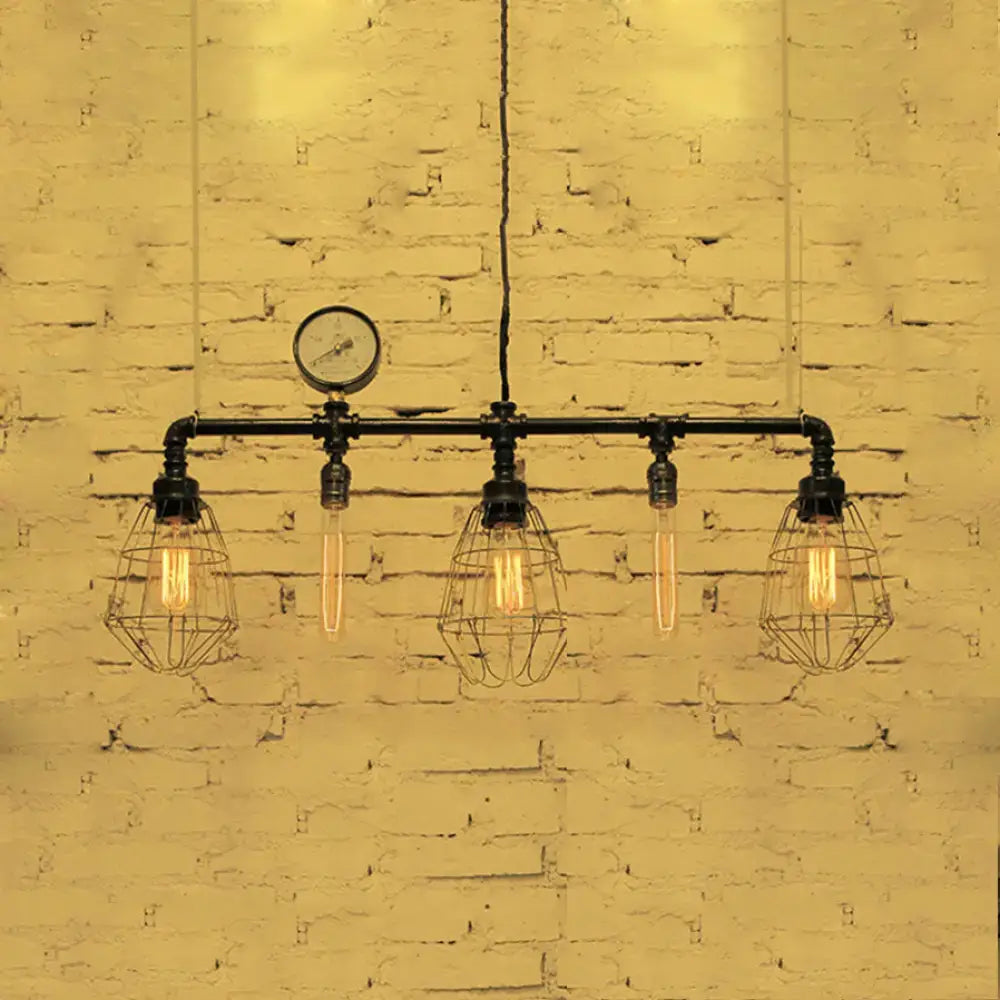 Black Wire Guard Ceiling Light