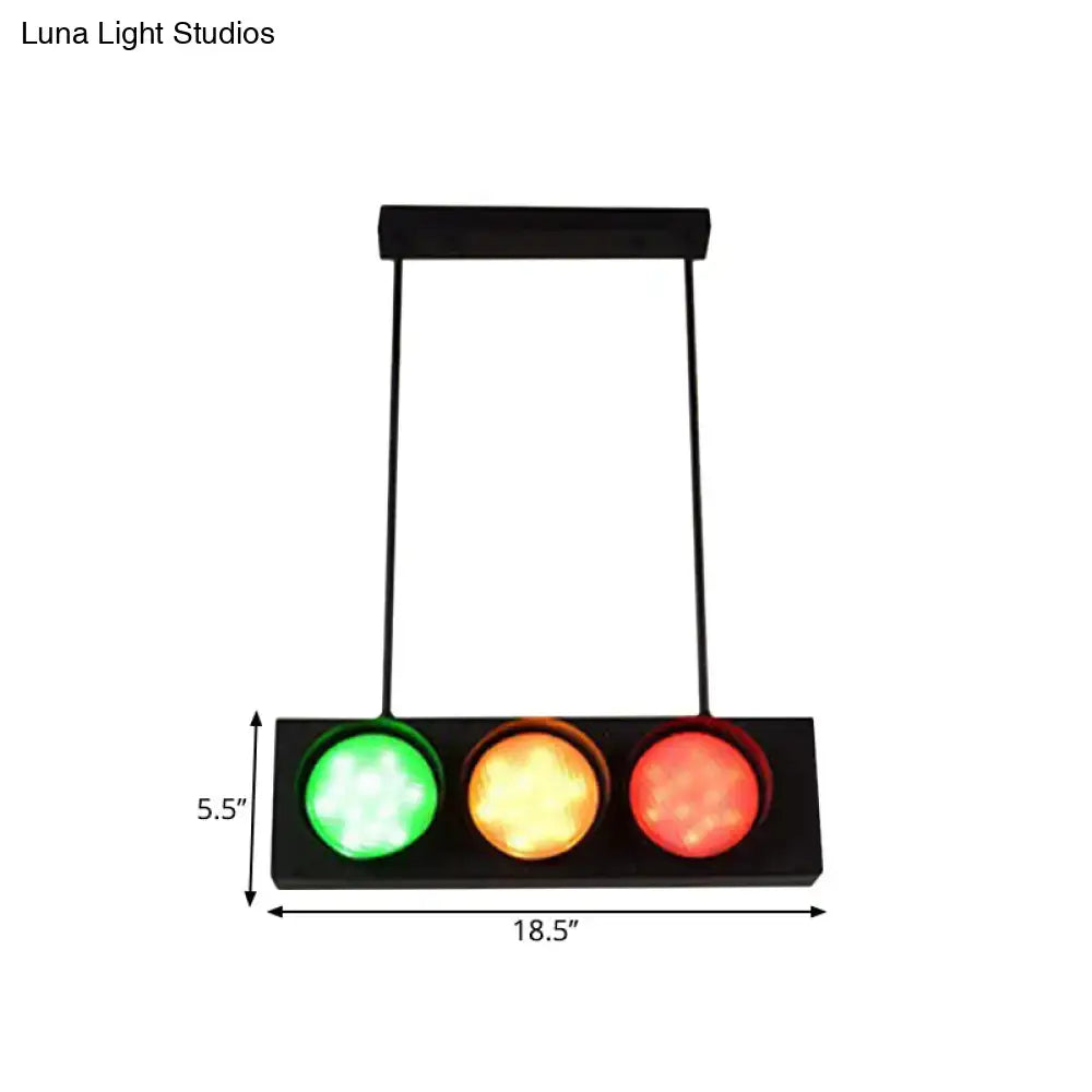 Black Traffic Light Island Lamp